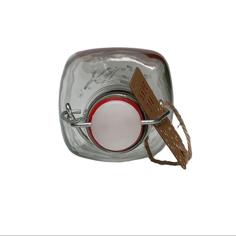 Rae Dunn DRINK Clear Glass Bottle Bail & Trigger Closure Red Letters NWT 2017 - Picture 8 of 11